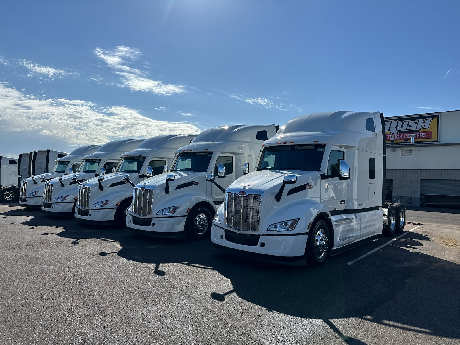 Peterbilt 579 tractors at the dealership