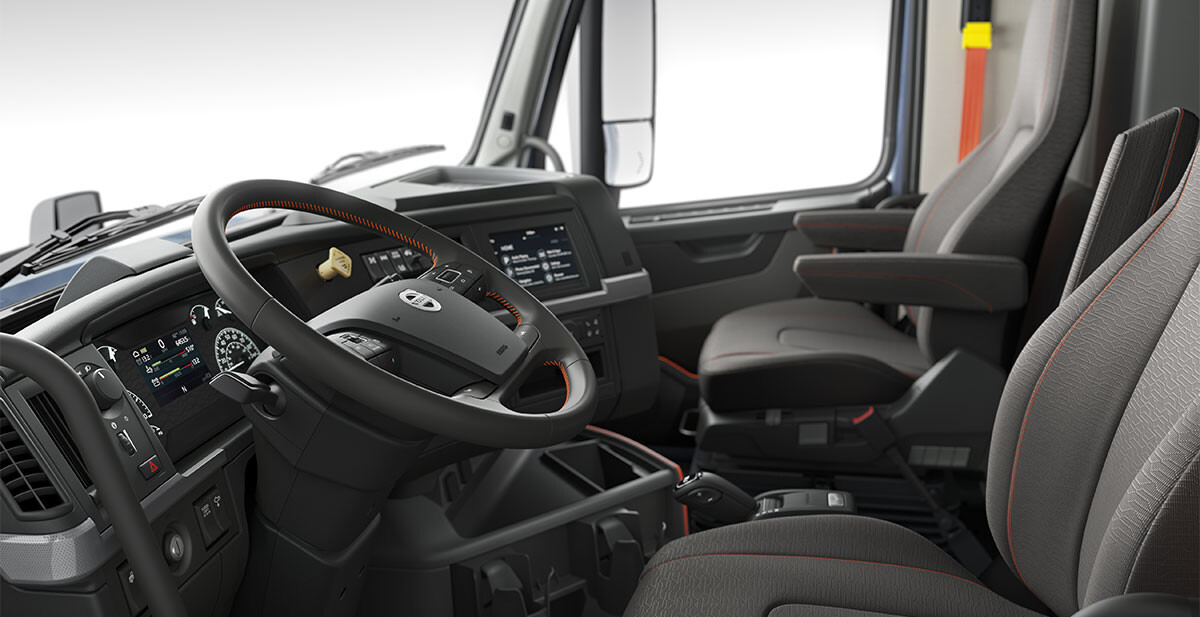 Volvo VNL truck interior driver seat and steering wheel