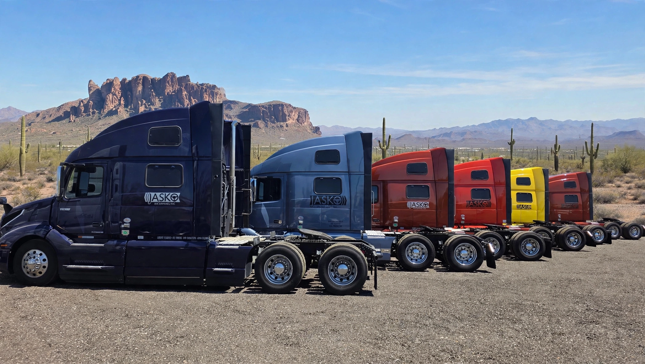 JASKO Volvo tractors lined up at the yard